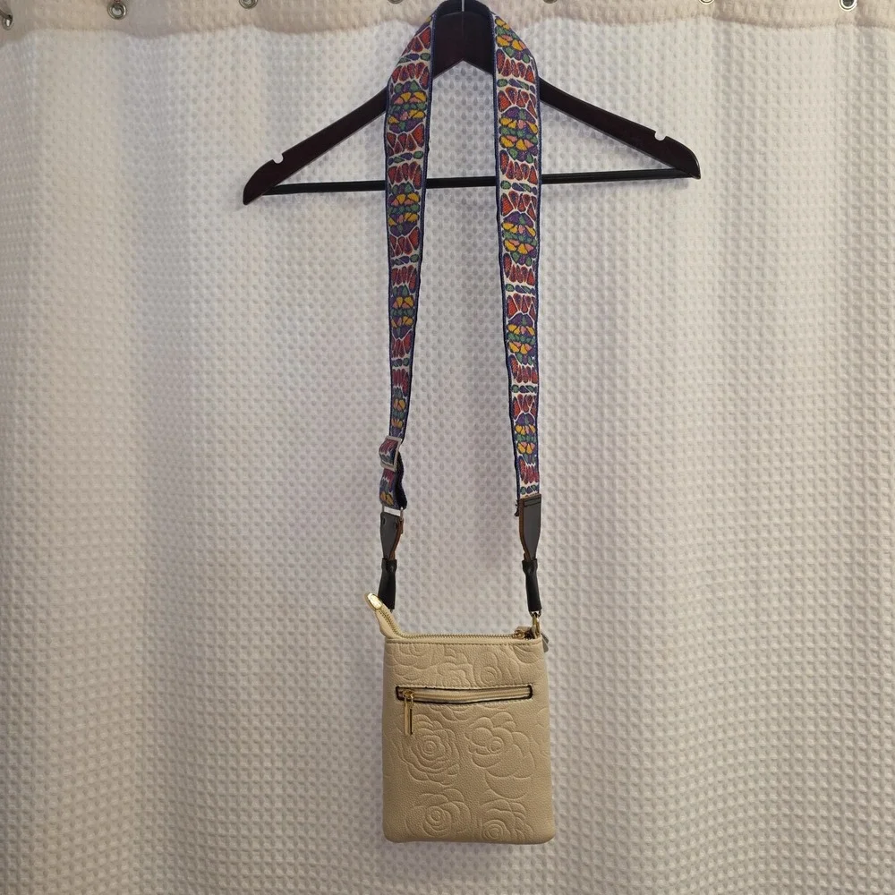Classy Cream Leather Women Small Crossbody Purse Hip Colorful Adjustable Strap